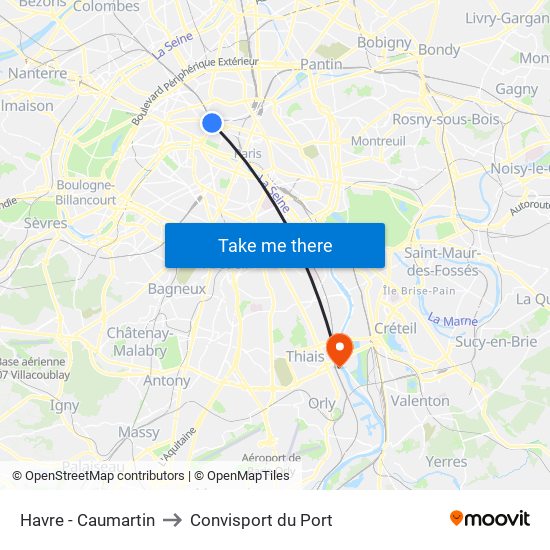 Havre - Caumartin to Convisport du Port map