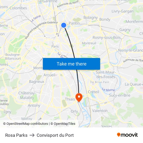 Rosa Parks to Convisport du Port map