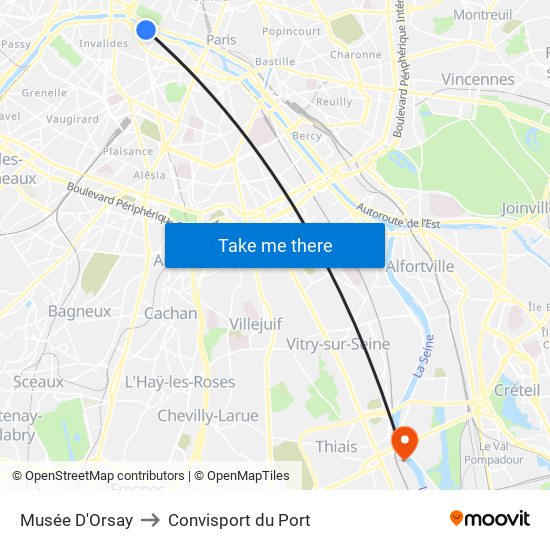 Musée D'Orsay to Convisport du Port map