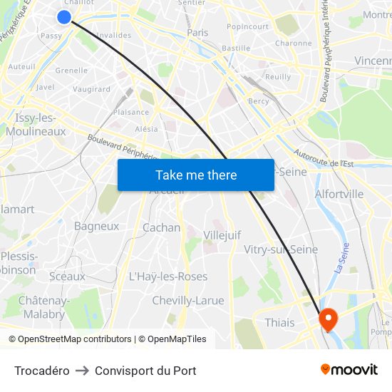 Trocadéro to Convisport du Port map