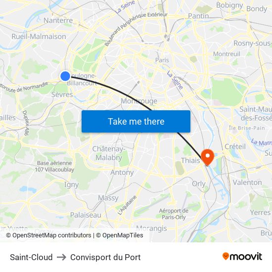 Saint-Cloud to Convisport du Port map