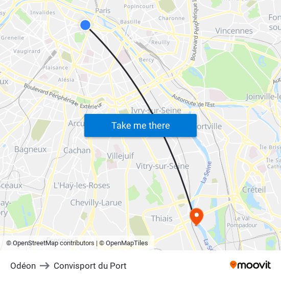 Odéon to Convisport du Port map