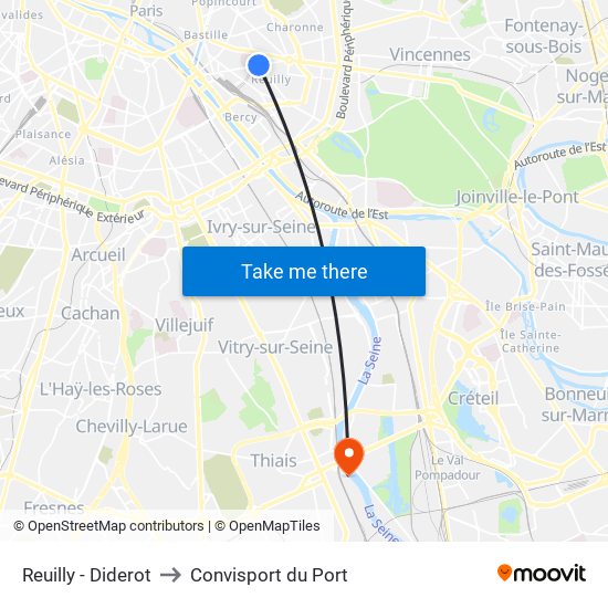 Reuilly - Diderot to Convisport du Port map