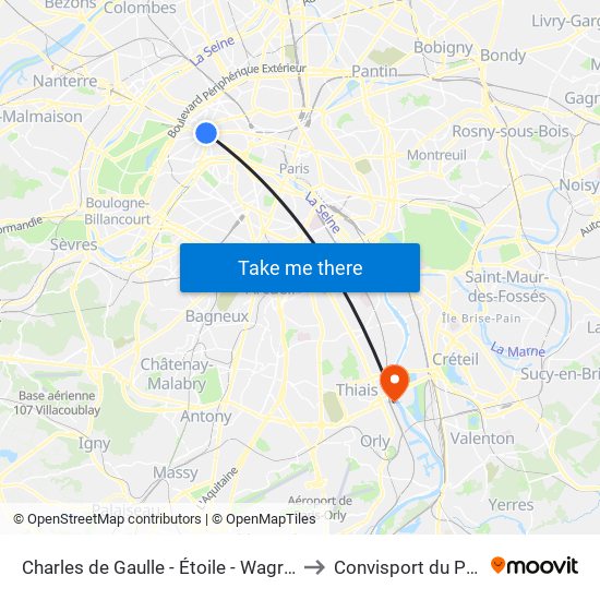 Charles de Gaulle - Étoile - Wagram to Convisport du Port map