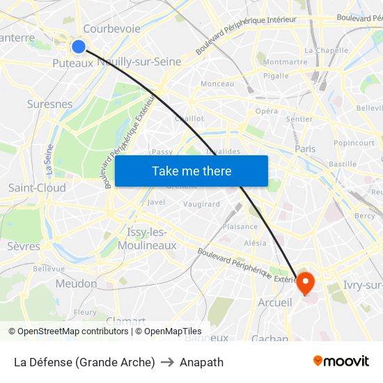 La Défense (Grande Arche) to Anapath map