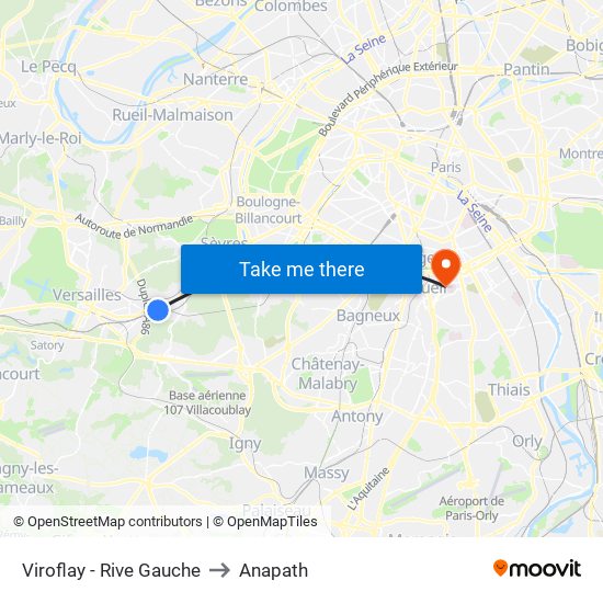 Viroflay - Rive Gauche to Anapath map