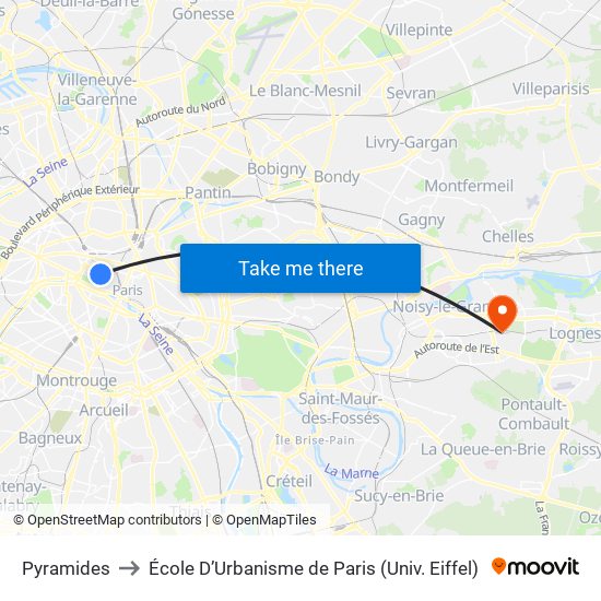 Pyramides to École D’Urbanisme de Paris (Univ. Eiffel) map
