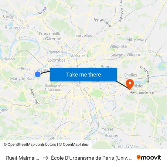 Rueil-Malmaison to École D’Urbanisme de Paris (Univ. Eiffel) map