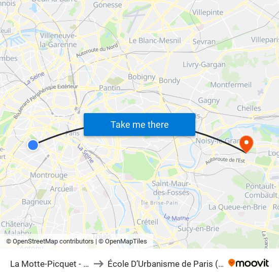 La Motte-Picquet - Grenelle to École D’Urbanisme de Paris (Univ. Eiffel) map