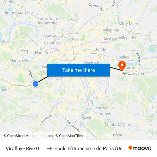 Viroflay - Rive Gauche to École D’Urbanisme de Paris (Univ. Eiffel) map