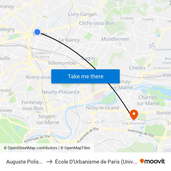 Auguste Polissard to École D’Urbanisme de Paris (Univ. Eiffel) map