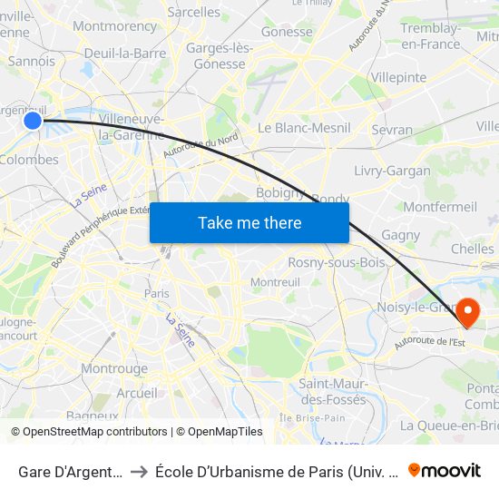 Gare D'Argenteuil to École D’Urbanisme de Paris (Univ. Eiffel) map