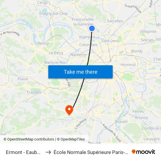 Ermont - Eaubonne to École Normale Supérieure Paris-Saclay map