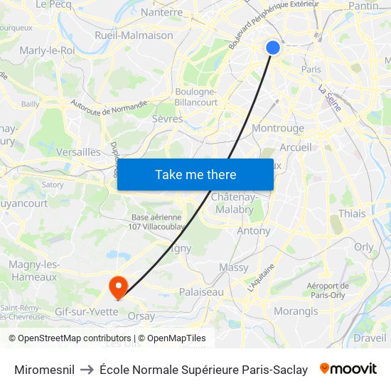 Miromesnil to École Normale Supérieure Paris-Saclay map