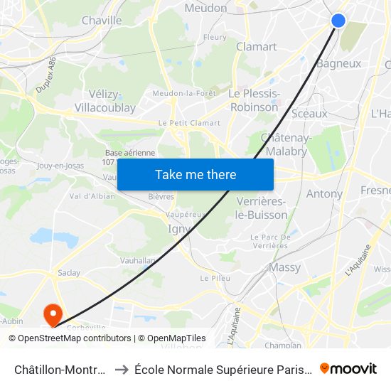 Châtillon-Montrouge to École Normale Supérieure Paris-Saclay map