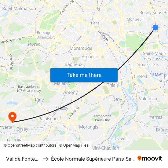 Val de Fontenay to École Normale Supérieure Paris-Saclay map