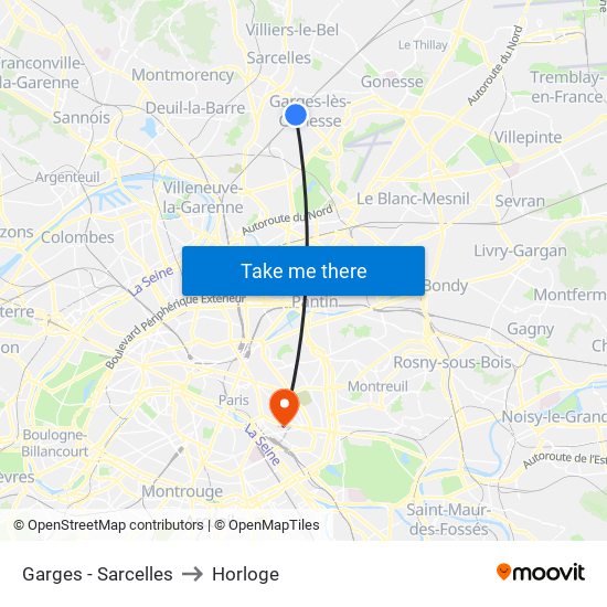 Garges - Sarcelles to Horloge map