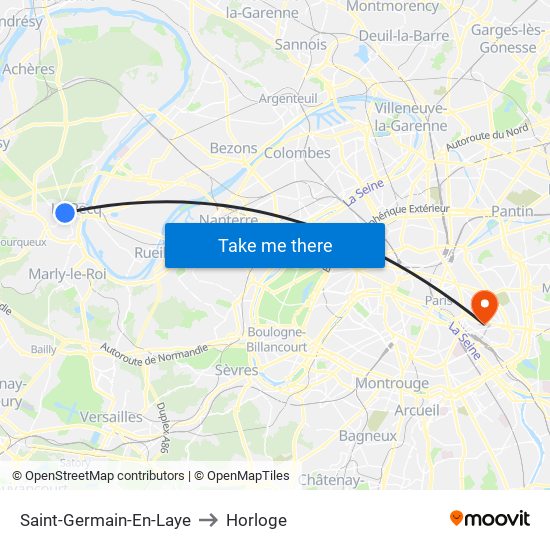 Saint-Germain-En-Laye to Horloge map