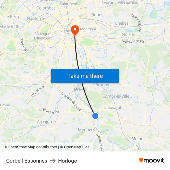 Corbeil-Essonnes to Horloge map