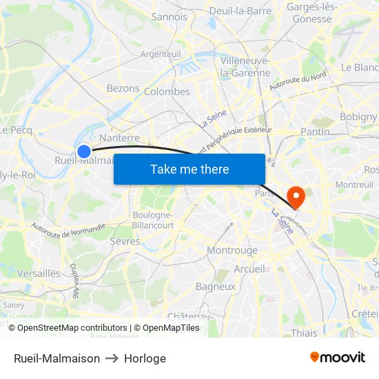 Rueil-Malmaison to Horloge map