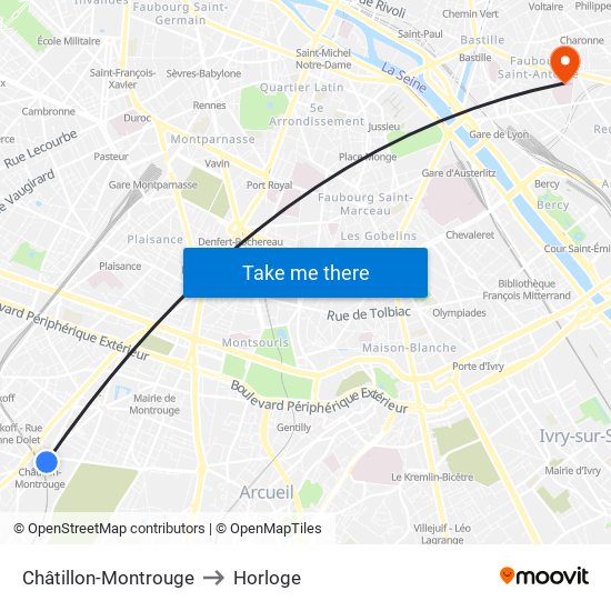 Châtillon-Montrouge to Horloge map