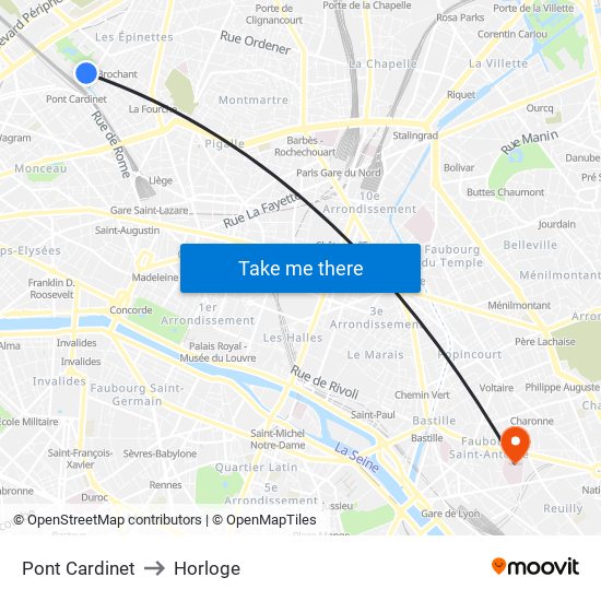 Pont Cardinet to Horloge map