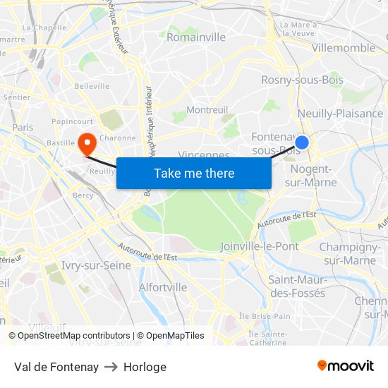 Val de Fontenay to Horloge map