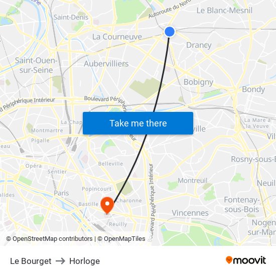 Le Bourget to Horloge map