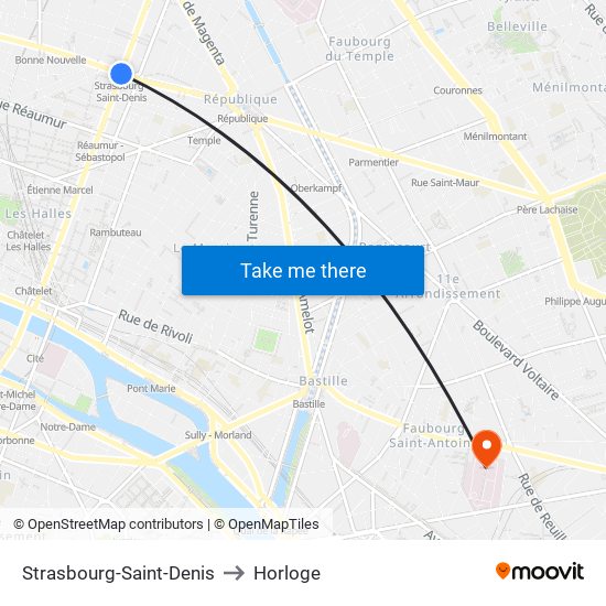 Strasbourg-Saint-Denis to Horloge map