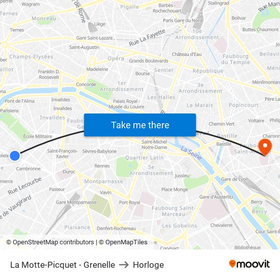 La Motte-Picquet - Grenelle to Horloge map