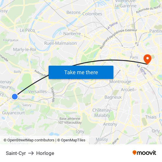 Saint-Cyr to Horloge map