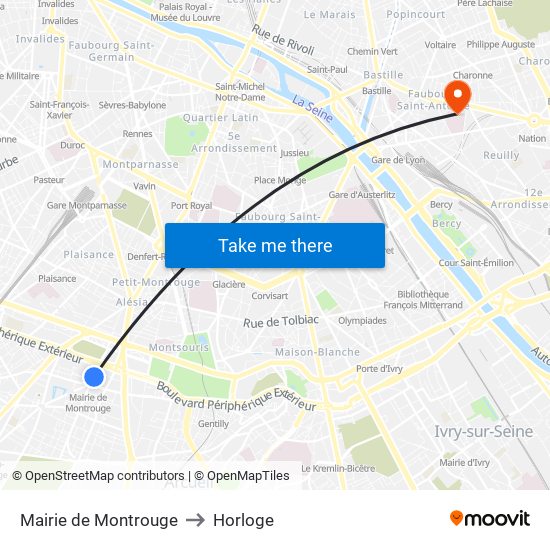 Mairie de Montrouge to Horloge map