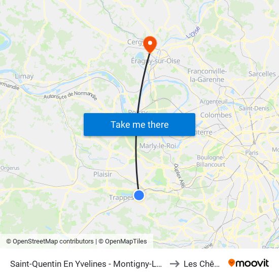 Saint-Quentin En Yvelines - Montigny-Le-Bretonneux to Les Chênes 1 map