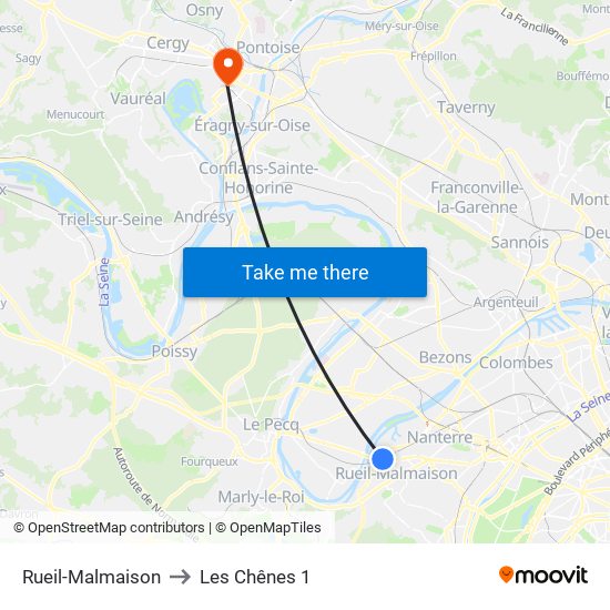 Rueil-Malmaison to Les Chênes 1 map