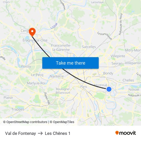 Val de Fontenay to Les Chênes 1 map