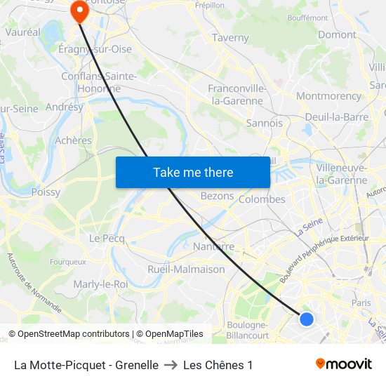 La Motte-Picquet - Grenelle to Les Chênes 1 map