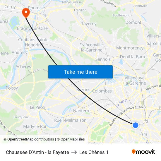 Chaussée D'Antin - la Fayette to Les Chênes 1 map