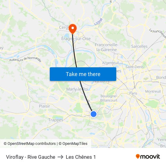 Viroflay - Rive Gauche to Les Chênes 1 map