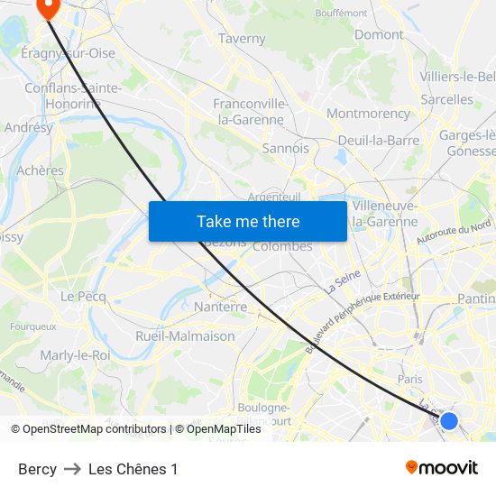 Bercy to Les Chênes 1 map