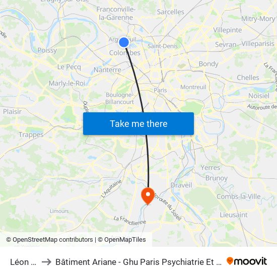 Léon Feix to Bâtiment Ariane - Ghu Paris Psychiatrie Et Neurosciences map