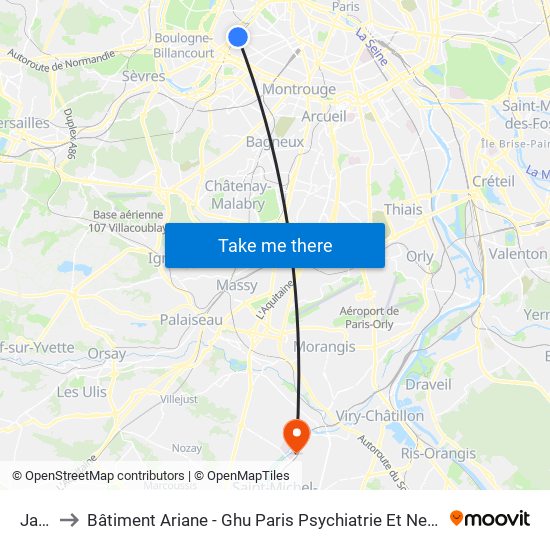 Javel to Bâtiment Ariane - Ghu Paris Psychiatrie Et Neurosciences map