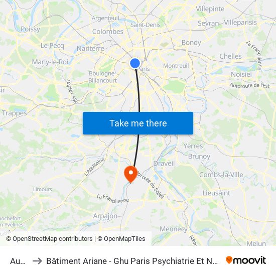 Auber to Bâtiment Ariane - Ghu Paris Psychiatrie Et Neurosciences map