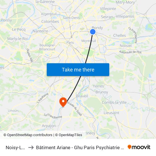 Noisy-Le-Sec to Bâtiment Ariane - Ghu Paris Psychiatrie Et Neurosciences map