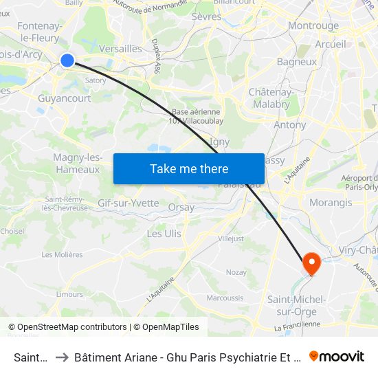 Saint-Cyr to Bâtiment Ariane - Ghu Paris Psychiatrie Et Neurosciences map