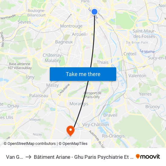 Van Gogh to Bâtiment Ariane - Ghu Paris Psychiatrie Et Neurosciences map