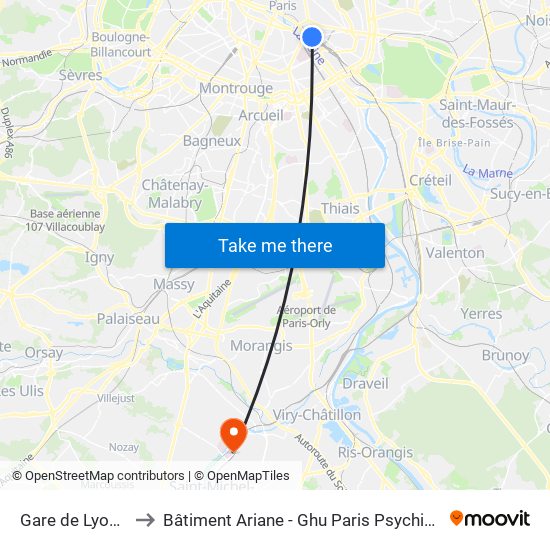 Gare de Lyon - Diderot to Bâtiment Ariane - Ghu Paris Psychiatrie Et Neurosciences map