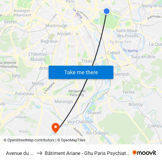 Avenue du Château to Bâtiment Ariane - Ghu Paris Psychiatrie Et Neurosciences map