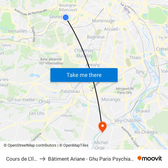 Cours de L'Ile Seguin to Bâtiment Ariane - Ghu Paris Psychiatrie Et Neurosciences map