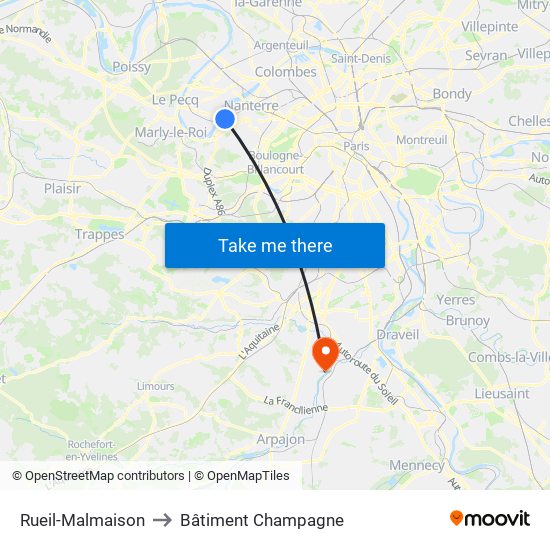Rueil-Malmaison to Bâtiment Champagne map
