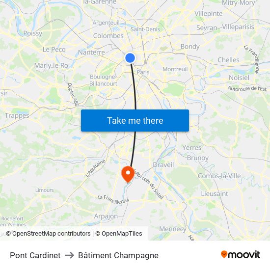 Pont Cardinet to Bâtiment Champagne map